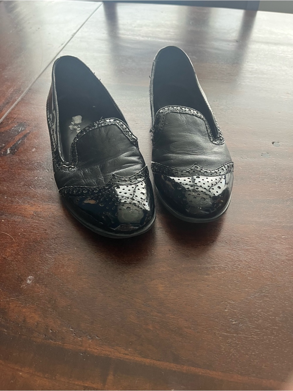 Franco Sarto Black Patent & Leather Penny Loafers